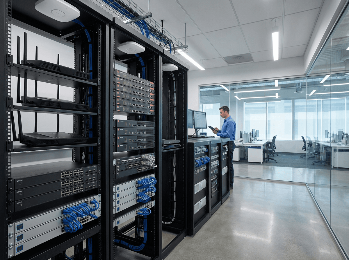 Configuração de redes Wi-Fi, roteadores e links de internet para máxima performance